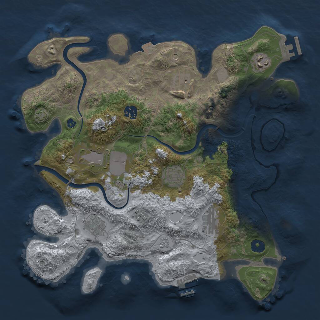 Rust Map: Procedural Map, Size: 3500, Seed: 1189467506, 14 Monuments