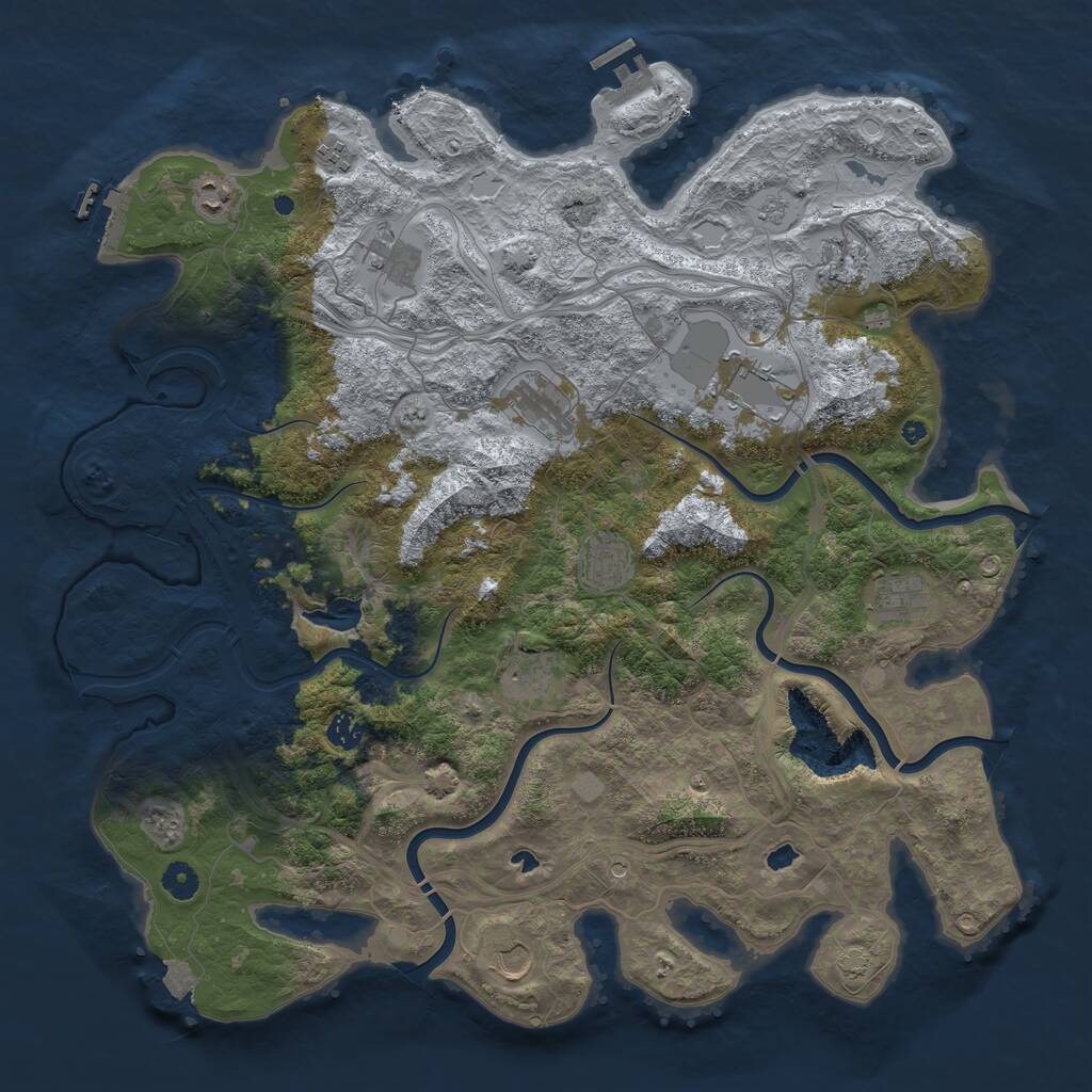 Rust Map: Procedural Map, Size: 4500, Seed: 630193614, 17 Monuments
