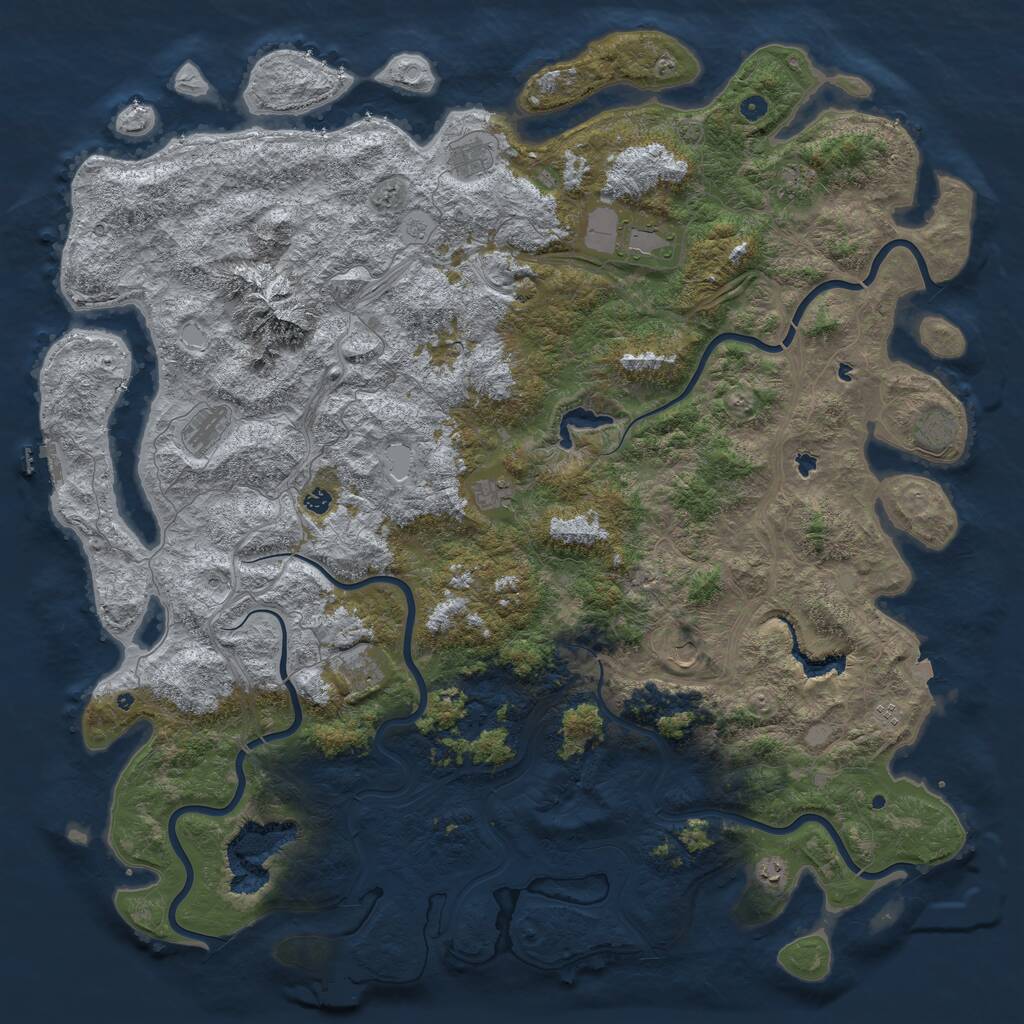 Rust Map: Procedural Map, Size: 6000, Seed: 19802017, 17 Monuments