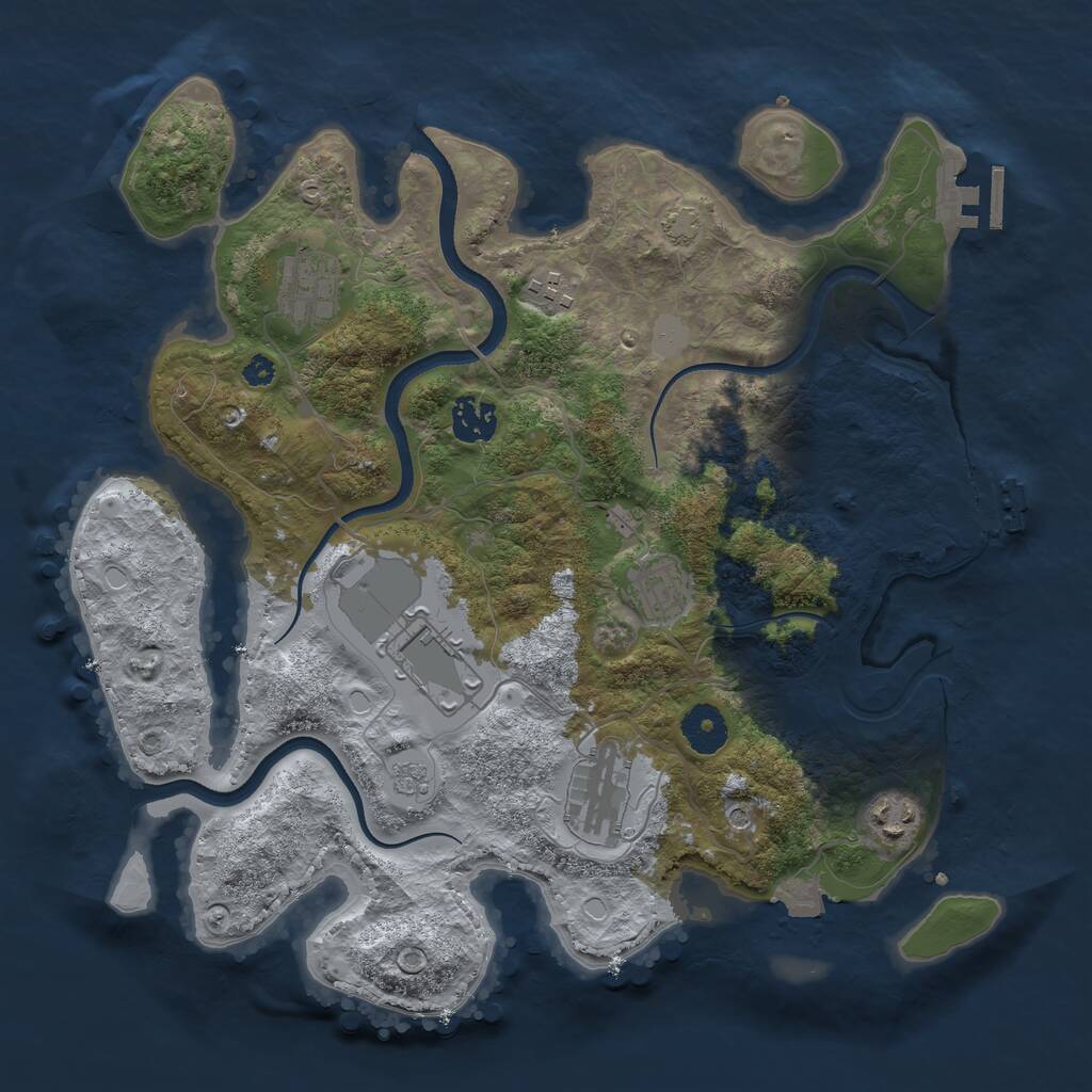 Rust Map: Procedural Map, Size: 3500, Seed: 942133947, 13 Monuments