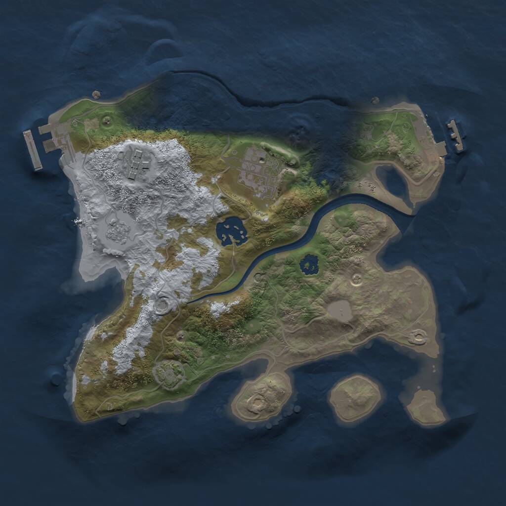 Rust Map: Procedural Map, Size: 2500, Seed: 649094632, 8 Monuments