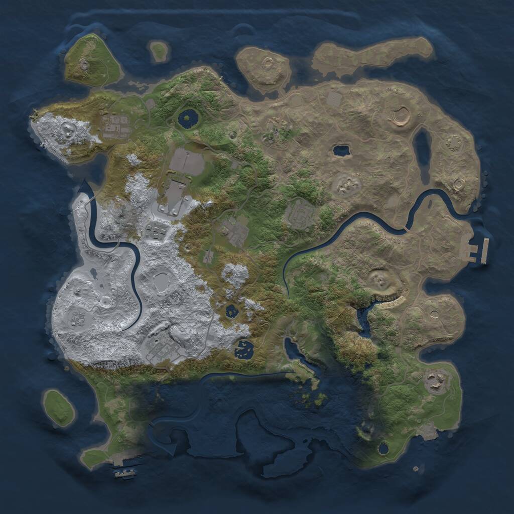 Rust Map: Procedural Map, Size: 4000, Seed: 53096080, 16 Monuments