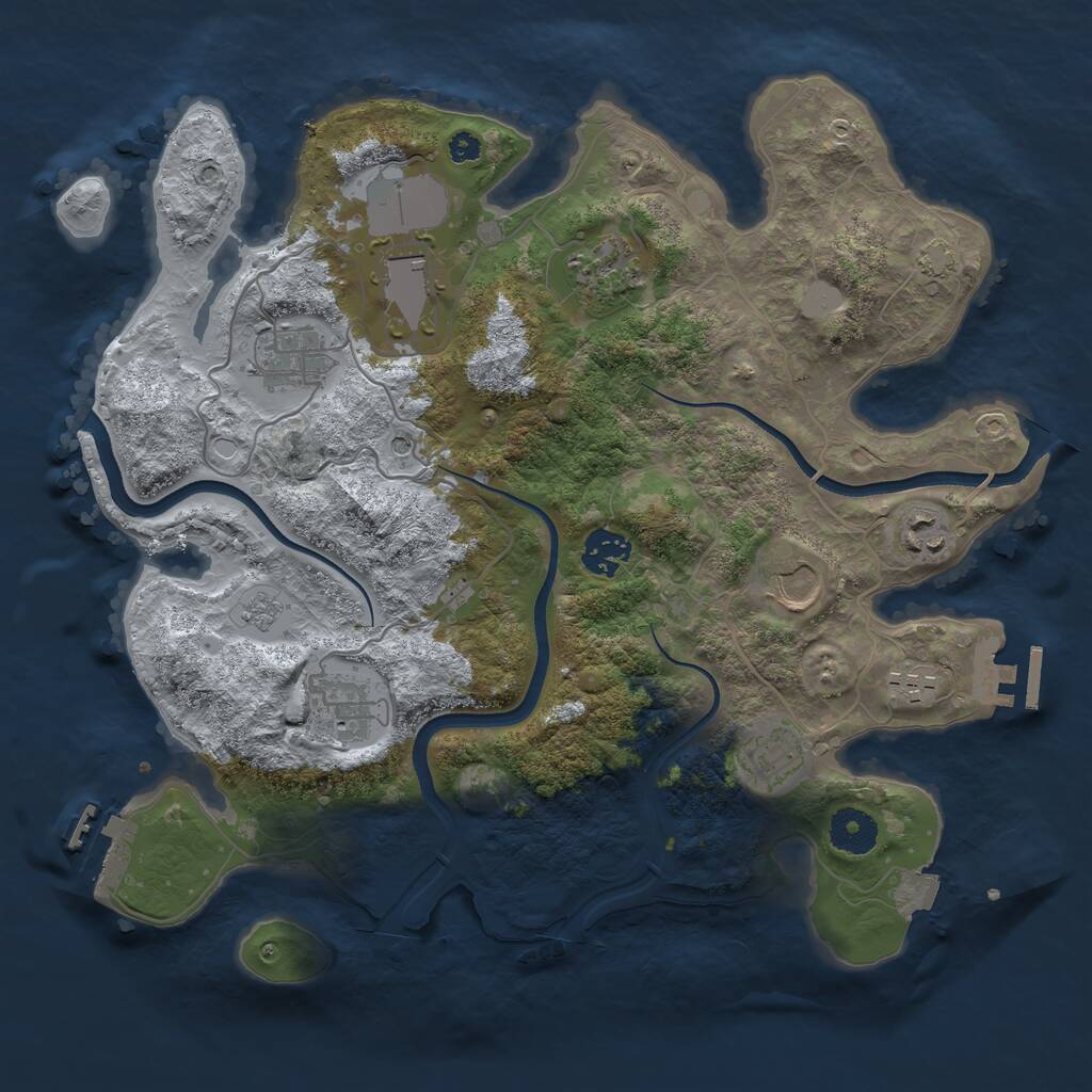 Rust Map: Procedural Map, Size: 3500, Seed: 221432385, 15 Monuments