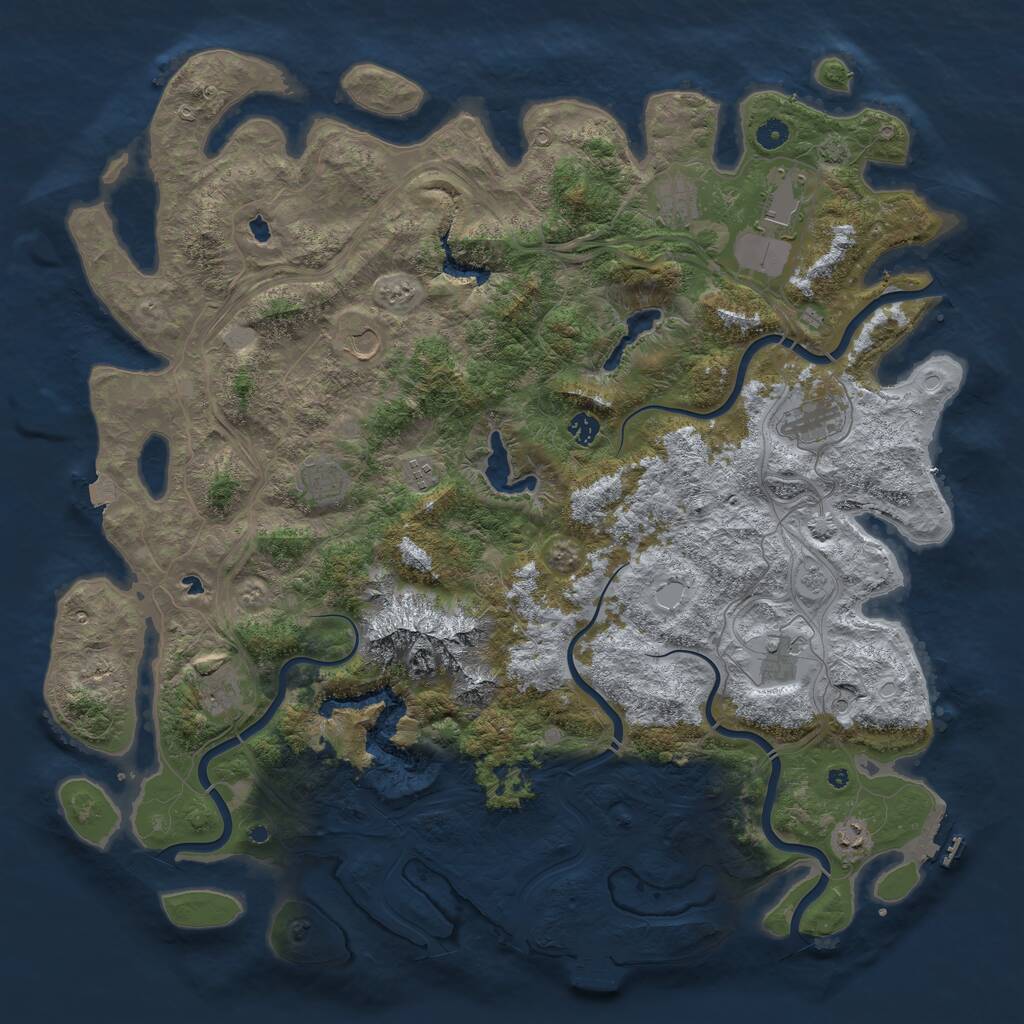 Rust Map: Procedural Map, Size: 5000, Seed: 353993365, 16 Monuments