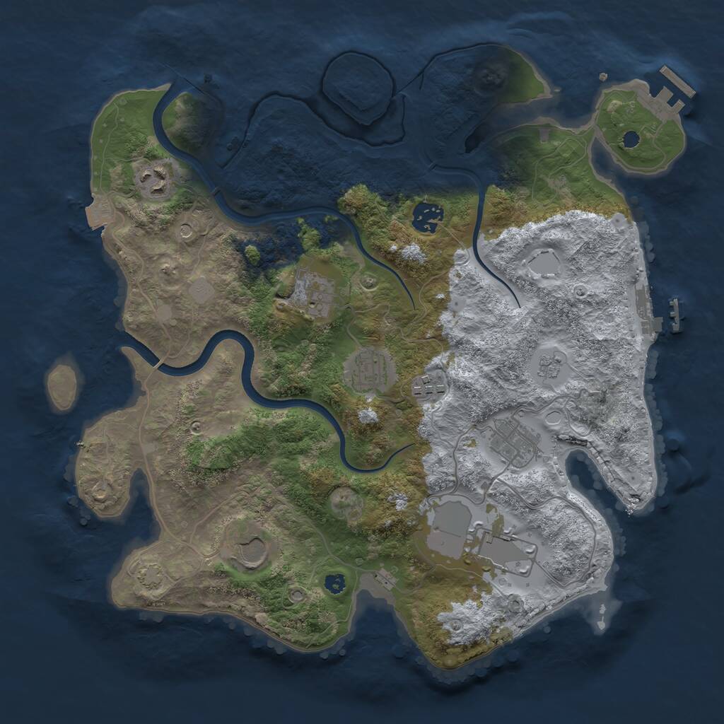 Rust Map: Procedural Map, Size: 3500, Seed: 1350334715, 14 Monuments