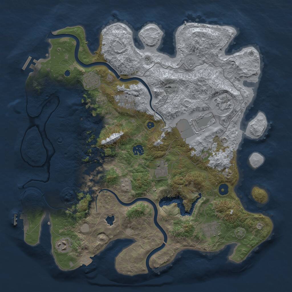 Rust Map: Procedural Map, Size: 4000, Seed: 1072980043, 16 Monuments