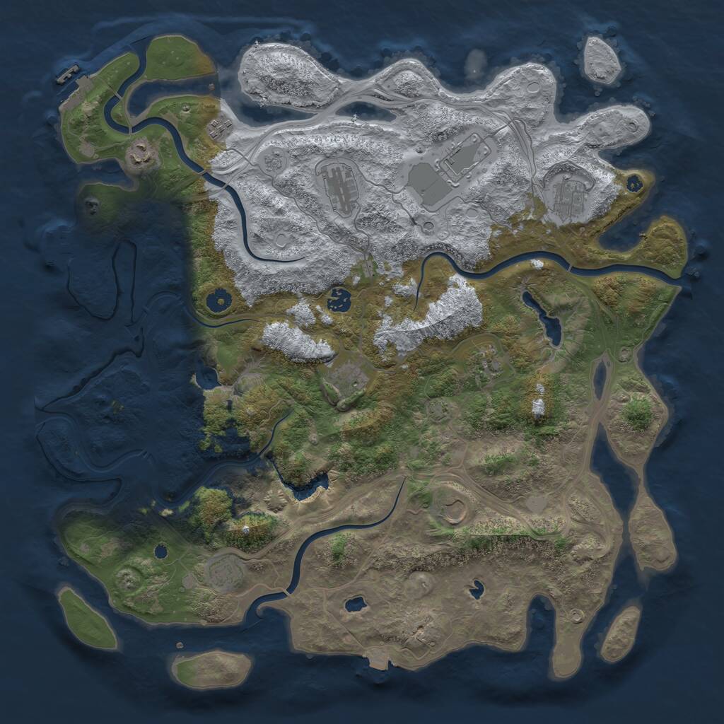 Rust Map: Procedural Map, Size: 4500, Seed: 962697394, 16 Monuments