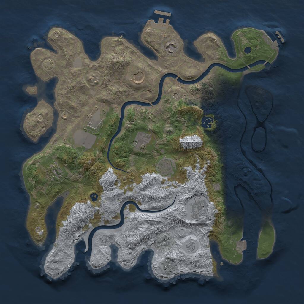 Rust Map: Procedural Map, Size: 3700, Seed: 1947383161, 15 Monuments