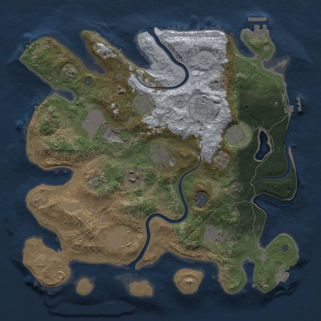 Rust Map: Procedural Map, Size: 3500, Seed: 37918, 18 Monuments