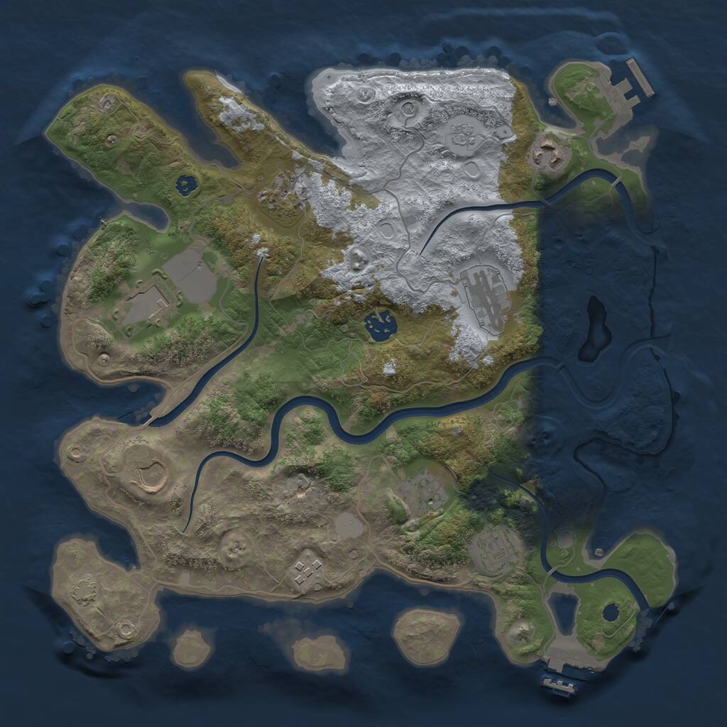 Rust Map: Procedural Map, Size: 3500, Seed: 37918, 15 Monuments