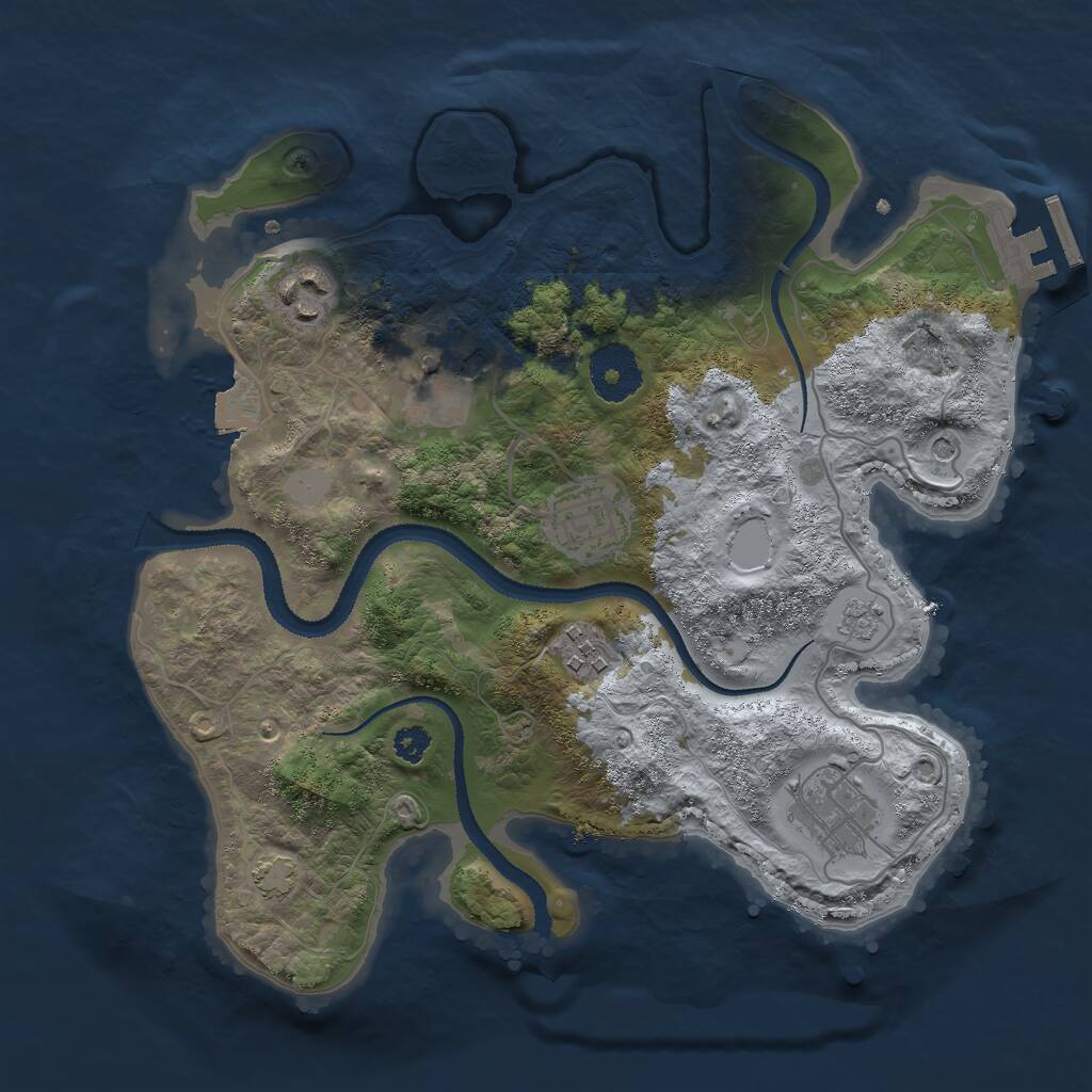 Rust Map: Procedural Map, Size: 3000, Seed: 592035483, 10 Monuments