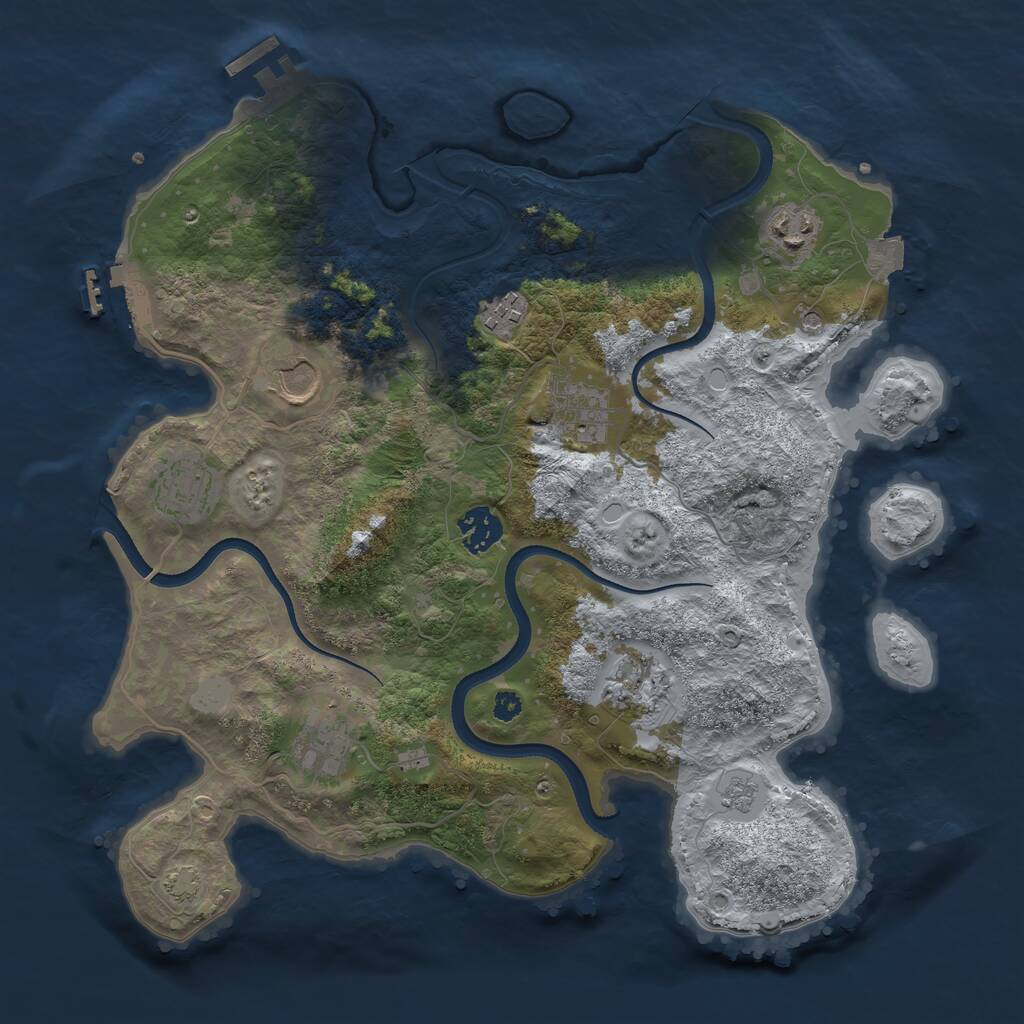 Rust Map: Procedural Map, Size: 3500, Seed: 41239, 14 Monuments