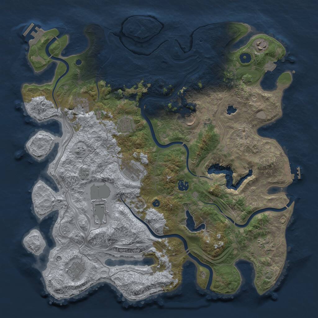 Rust Map: Procedural Map, Size: 4300, Seed: 483657, 16 Monuments