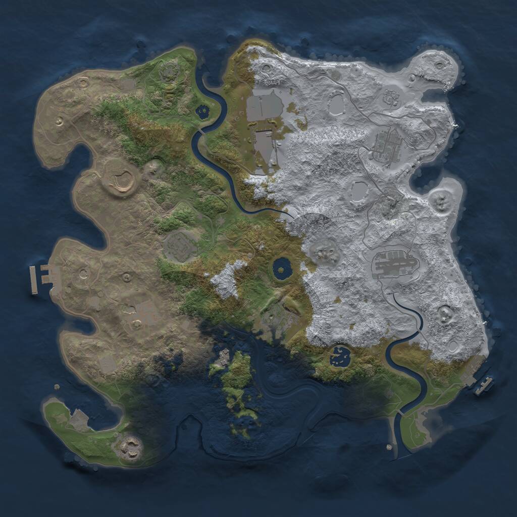Rust Map: Procedural Map, Size: 3700, Seed: 988240530, 16 Monuments