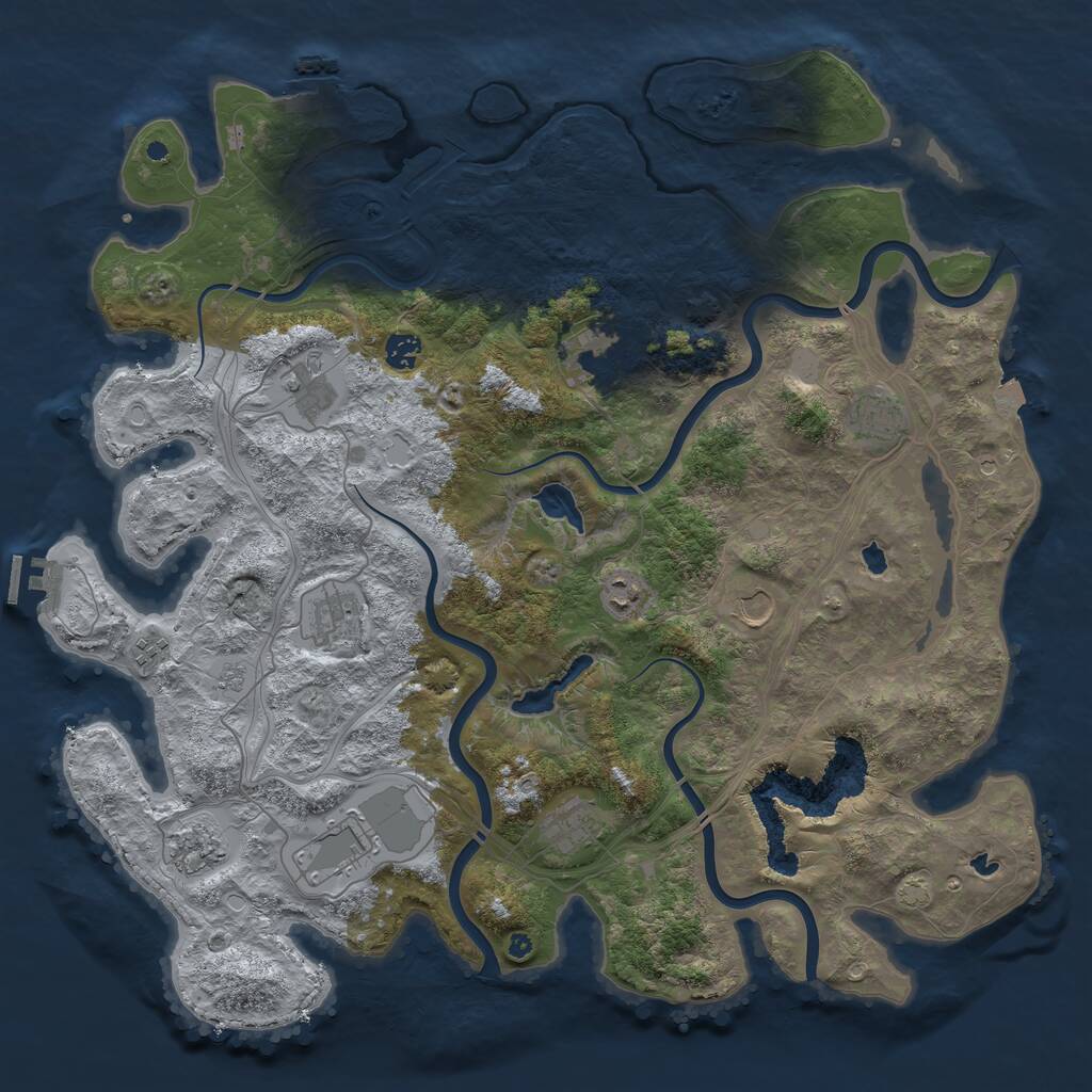 Rust Map: Procedural Map, Size: 4500, Seed: 954207972, 17 Monuments