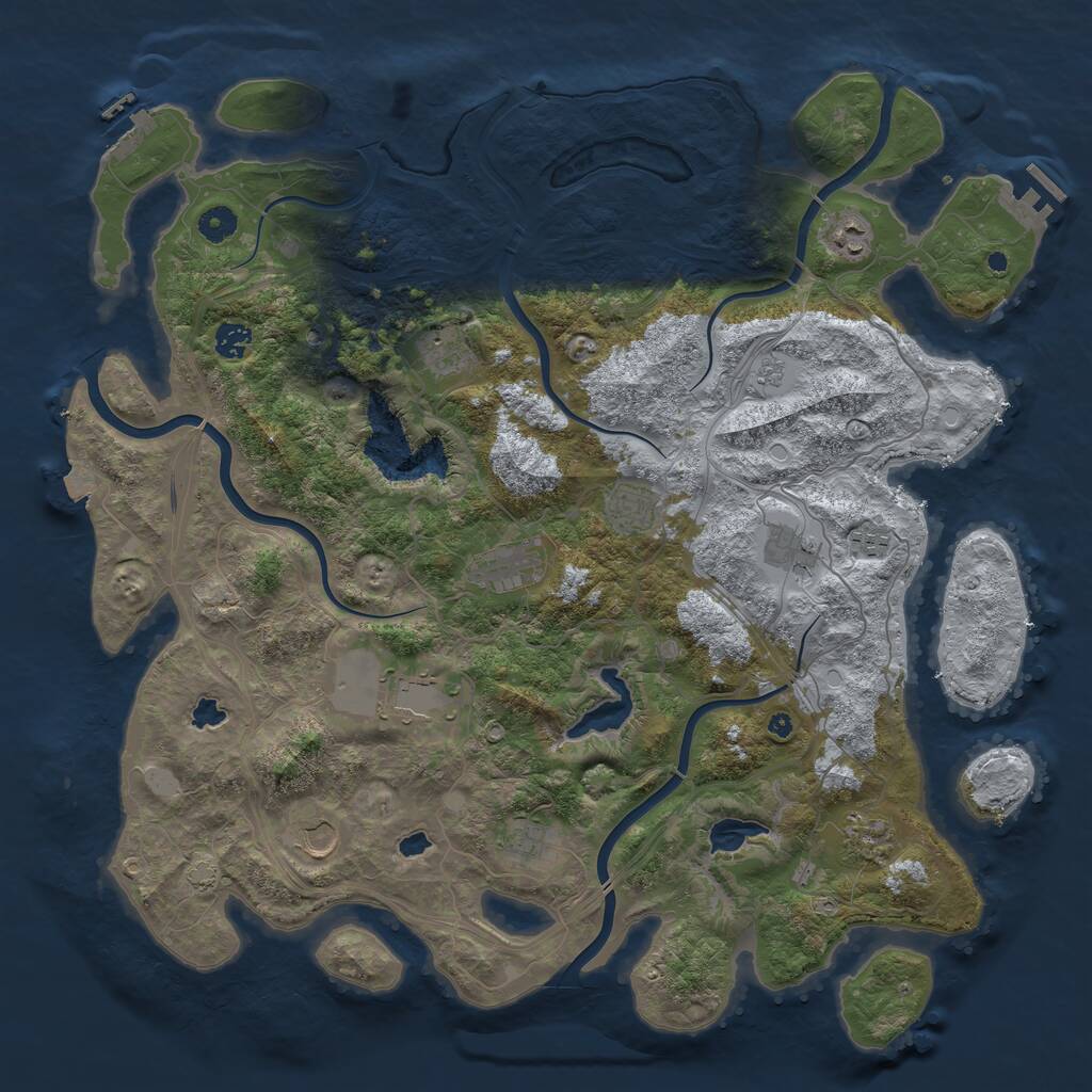 Rust Map: Procedural Map, Size: 4500, Seed: 27781302, 17 Monuments