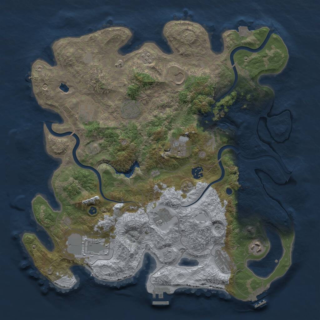 Rust Map: Procedural Map, Size: 4000, Seed: 1929693050, 16 Monuments