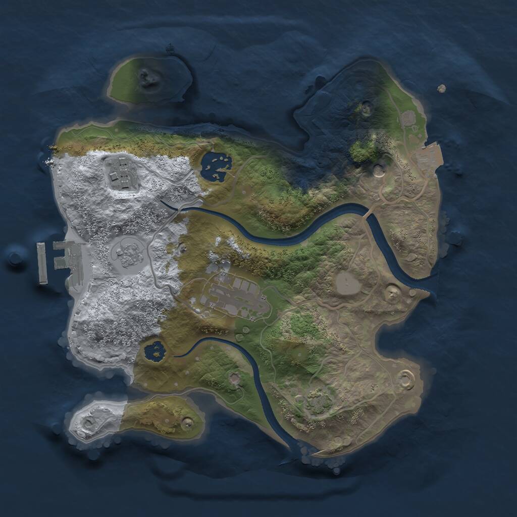 Rust Map: Procedural Map, Size: 2500, Seed: 1892784091, 8 Monuments