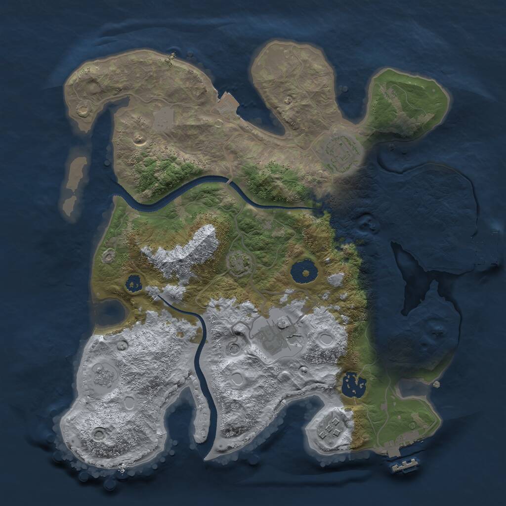 Rust Map: Procedural Map, Size: 3000, Seed: 2026138241, 10 Monuments