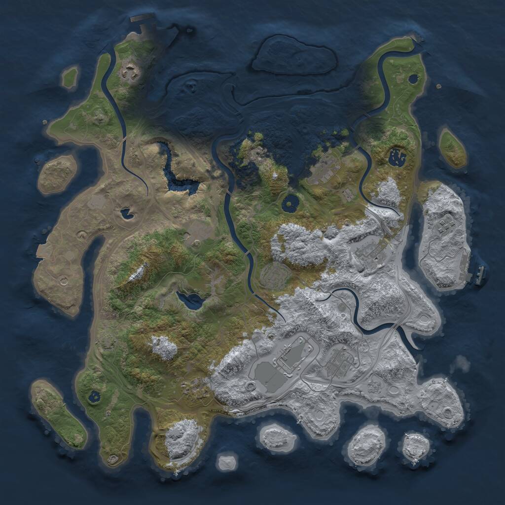 Rust Map: Procedural Map, Size: 4250, Seed: 1067598509, 16 Monuments