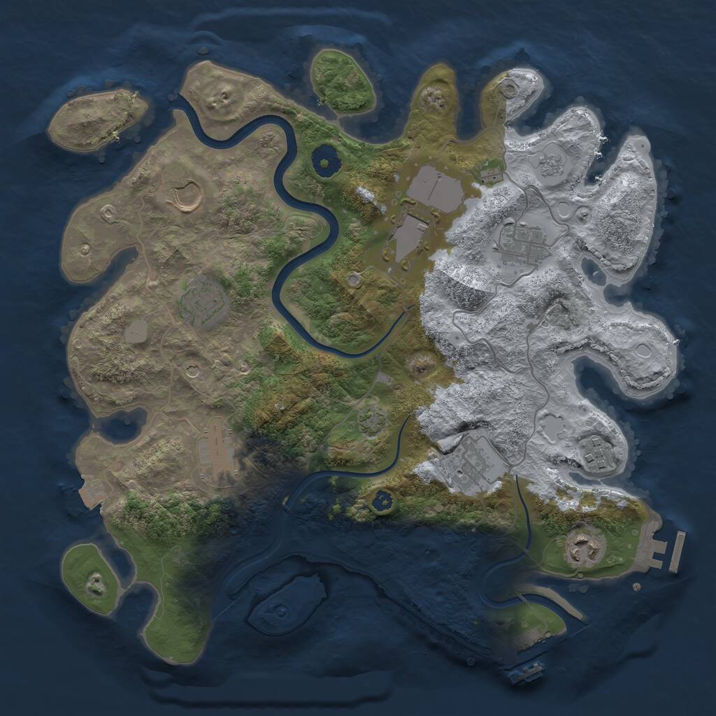 Rust Map: Procedural Map, Size: 3500, Seed: 1862367569, 14 Monuments