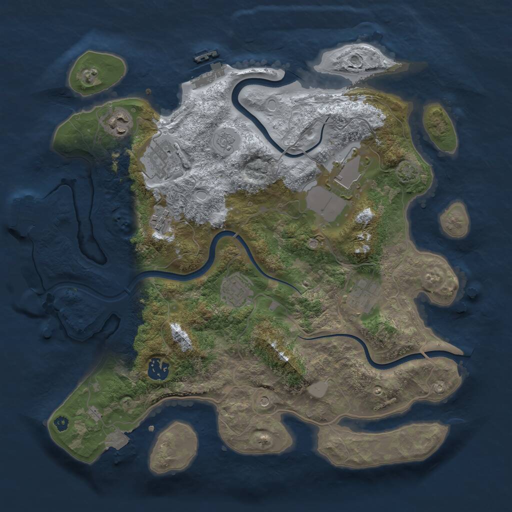 Rust Map: Procedural Map, Size: 3500, Seed: 1293705724, 13 Monuments