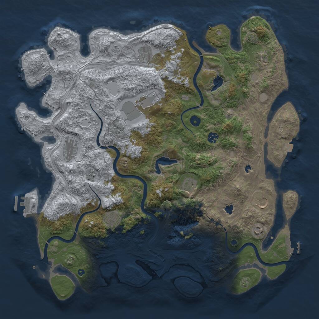 Rust Map: Procedural Map, Size: 4500, Seed: 733779765, 16 Monuments