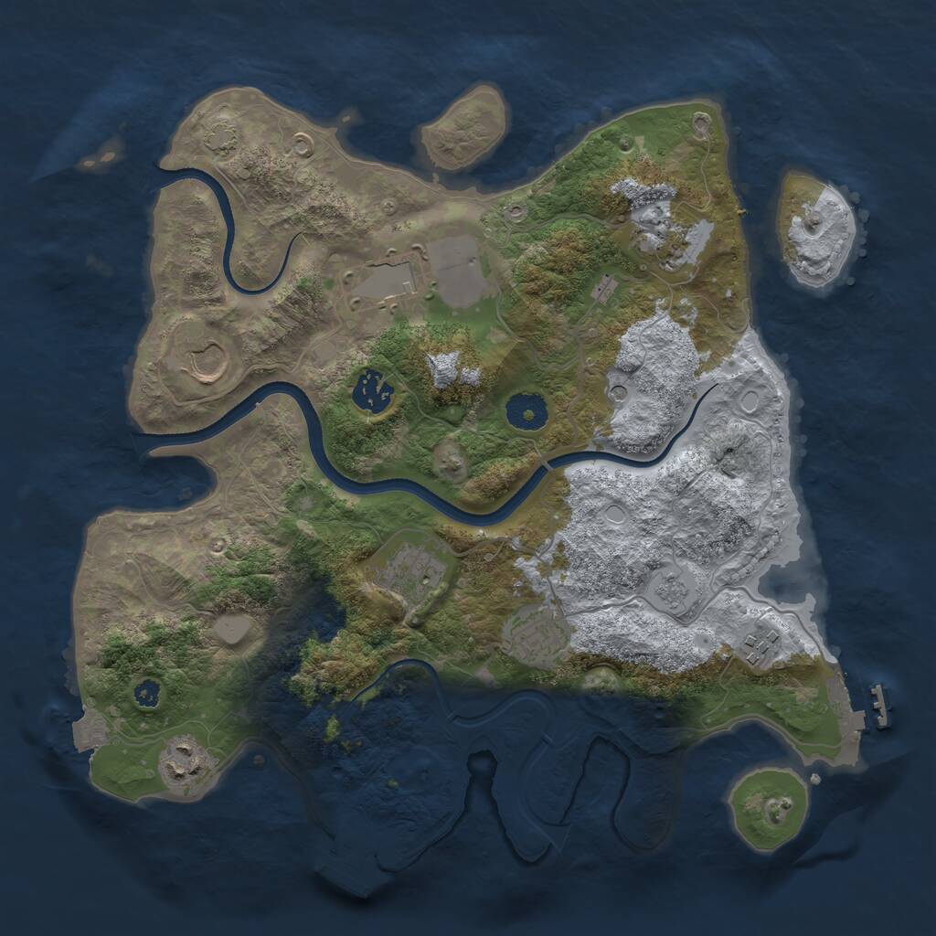 Rust Map: Procedural Map, Size: 3500, Seed: 2057055029, 14 Monuments