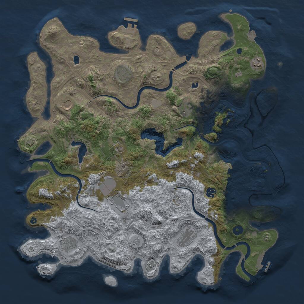 Rust Map: Procedural Map, Size: 4500, Seed: 389755842, 16 Monuments