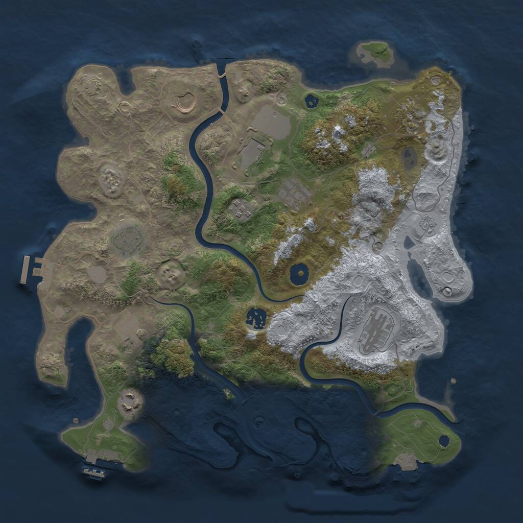Rust Map: Procedural Map, Size: 3750, Seed: 187036652, 16 Monuments
