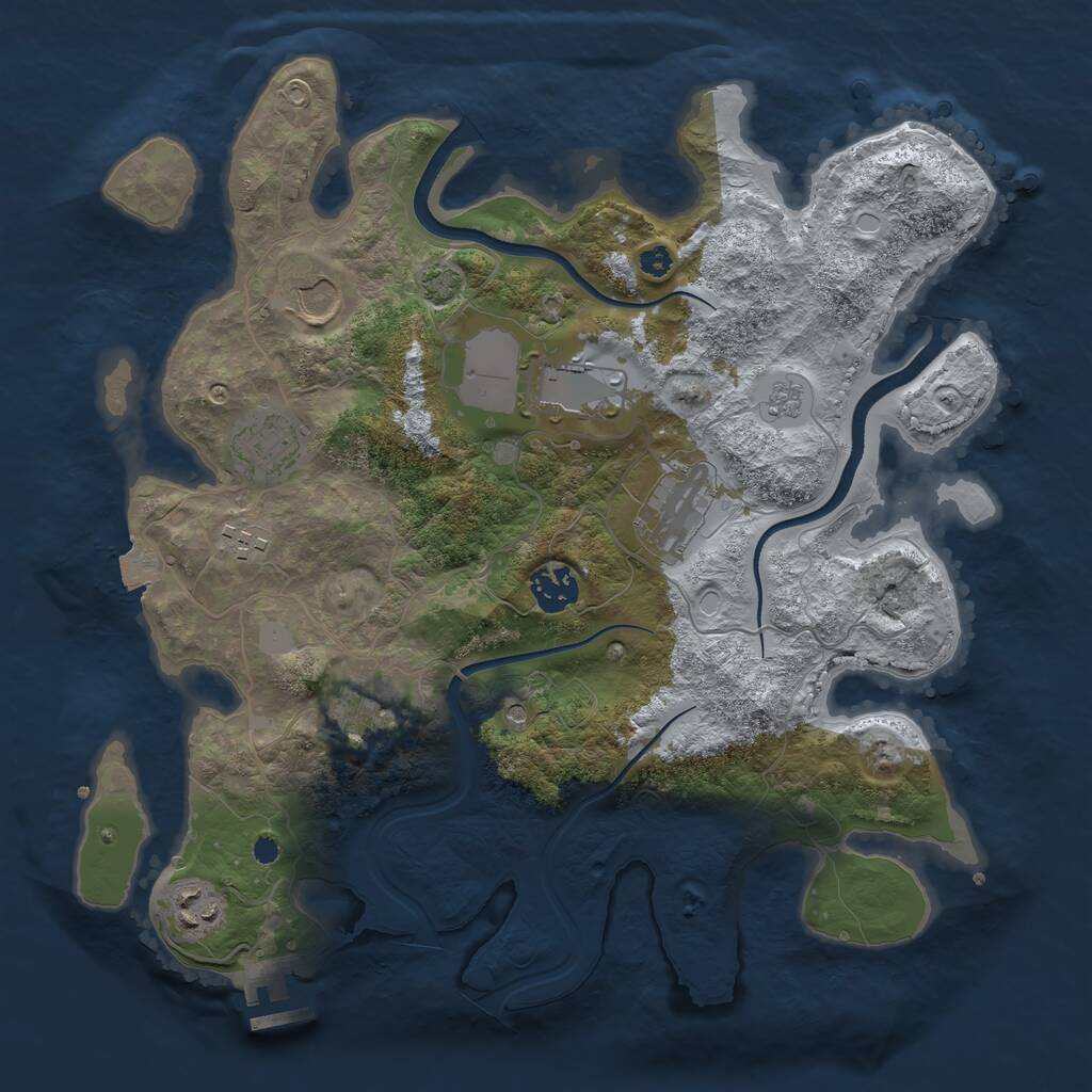 Rust Map: Procedural Map, Size: 3500, Seed: 1840257152, 13 Monuments