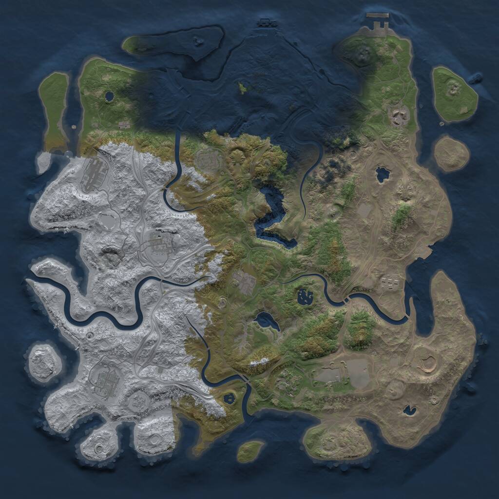 Rust Map: Procedural Map, Size: 4500, Seed: 489772772, 17 Monuments