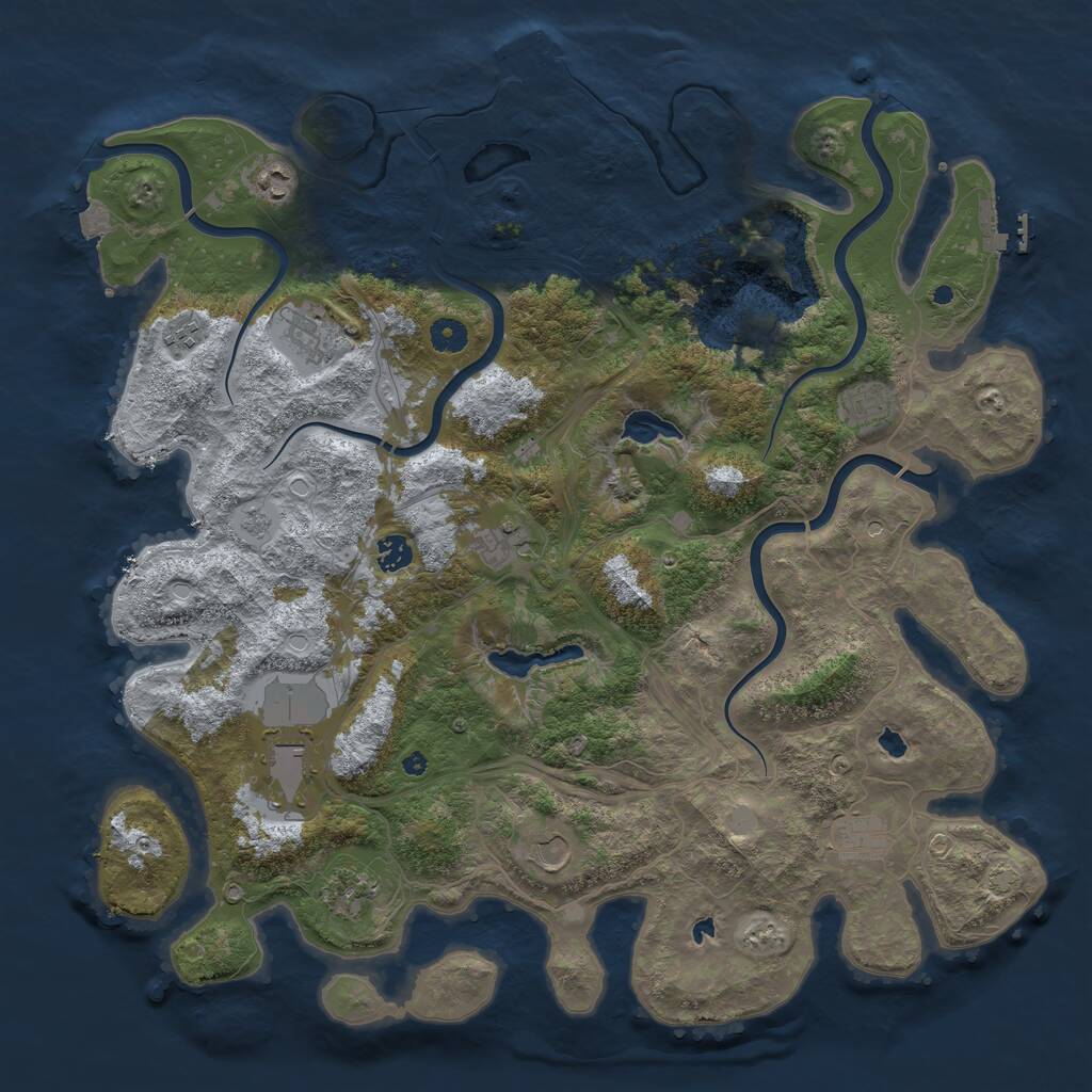Rust Map: Procedural Map, Size: 4500, Seed: 1050112717, 16 Monuments