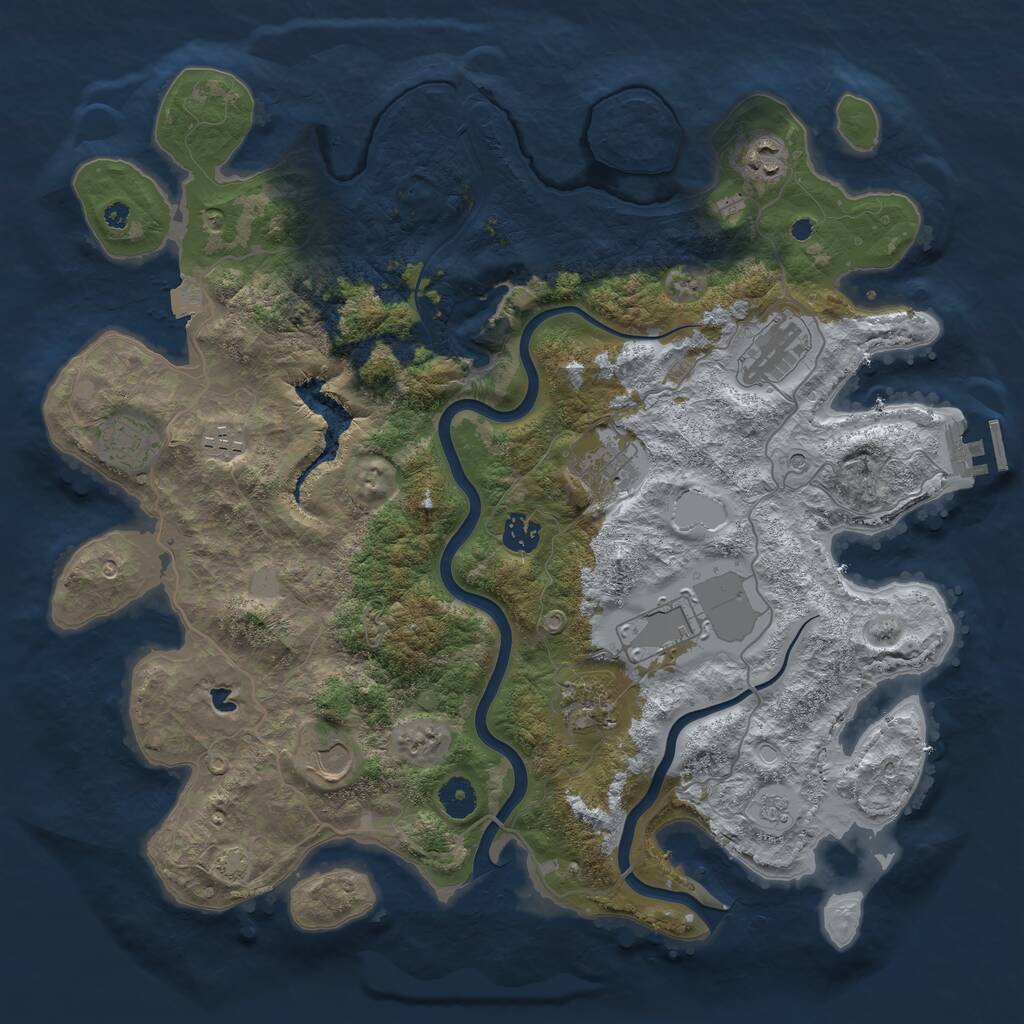 Rust Map: Procedural Map, Size: 4000, Seed: 1661894654, 14 Monuments