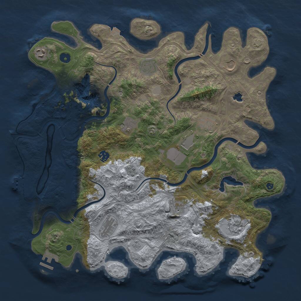 Rust Map: Procedural Map, Size: 4250, Seed: 1196971661, 17 Monuments