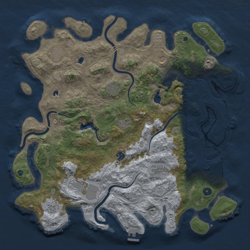 Rust Map: Procedural Map, Size: 4500, Seed: 841073298, 16 Monuments