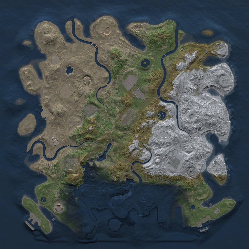 Rust Map: Procedural Map, Size: 4300, Seed: 1416797411, 17 Monuments