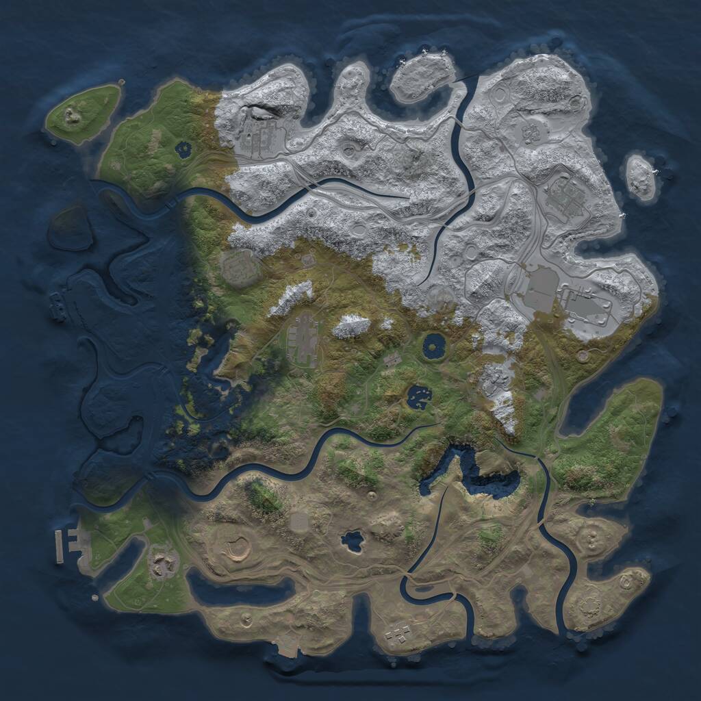 Rust Map: Procedural Map, Size: 4250, Seed: 215002554, 16 Monuments