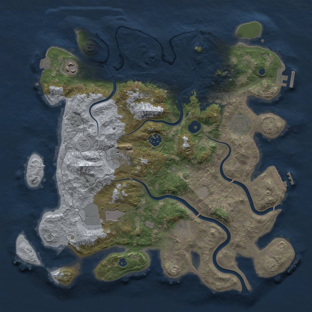 Rust Map: Procedural Map, Size: 3800, Seed: 1060394363, 13 Monuments