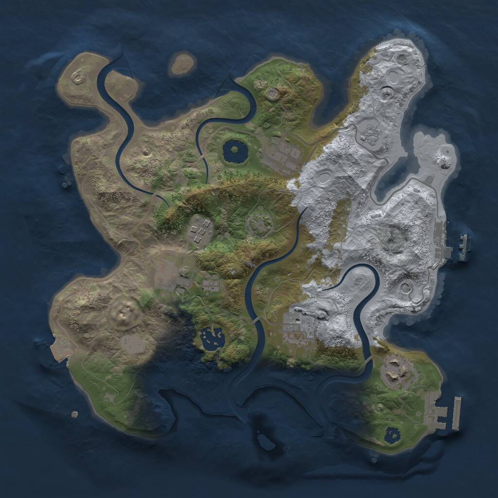 Rust Map: Procedural Map, Size: 3000, Seed: 962690239, 12 Monuments