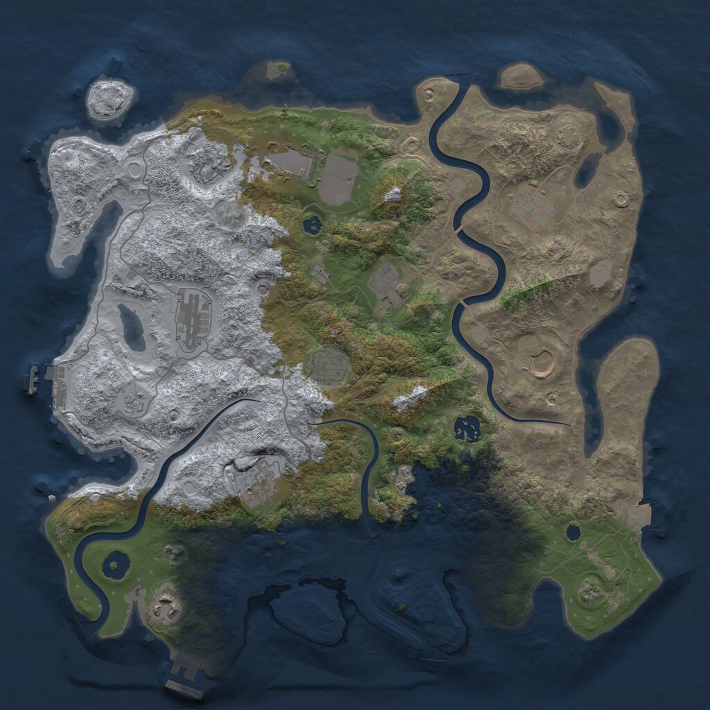 Rust Map: Procedural Map, Size: 3850, Seed: 241750941, 17 Monuments