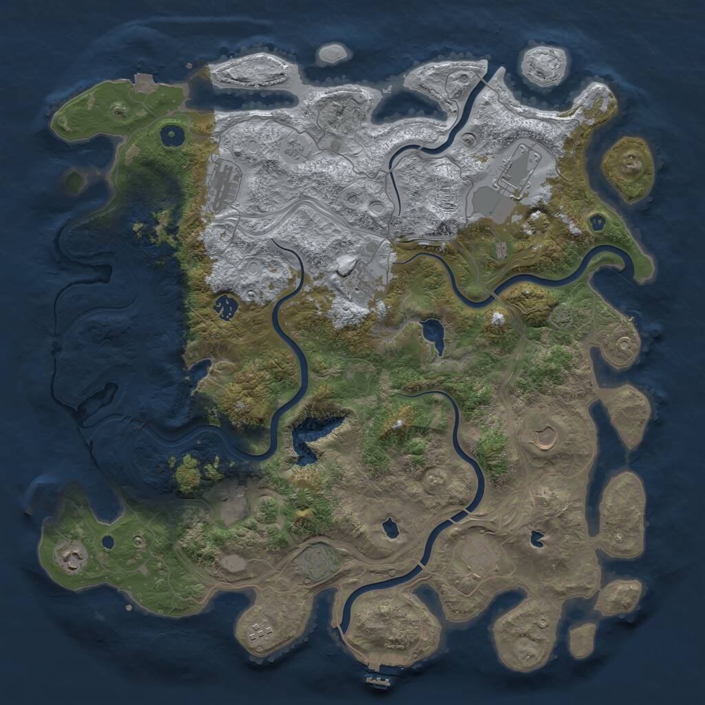 Rust Map: Procedural Map, Size: 4500, Seed: 2115016178, 16 Monuments