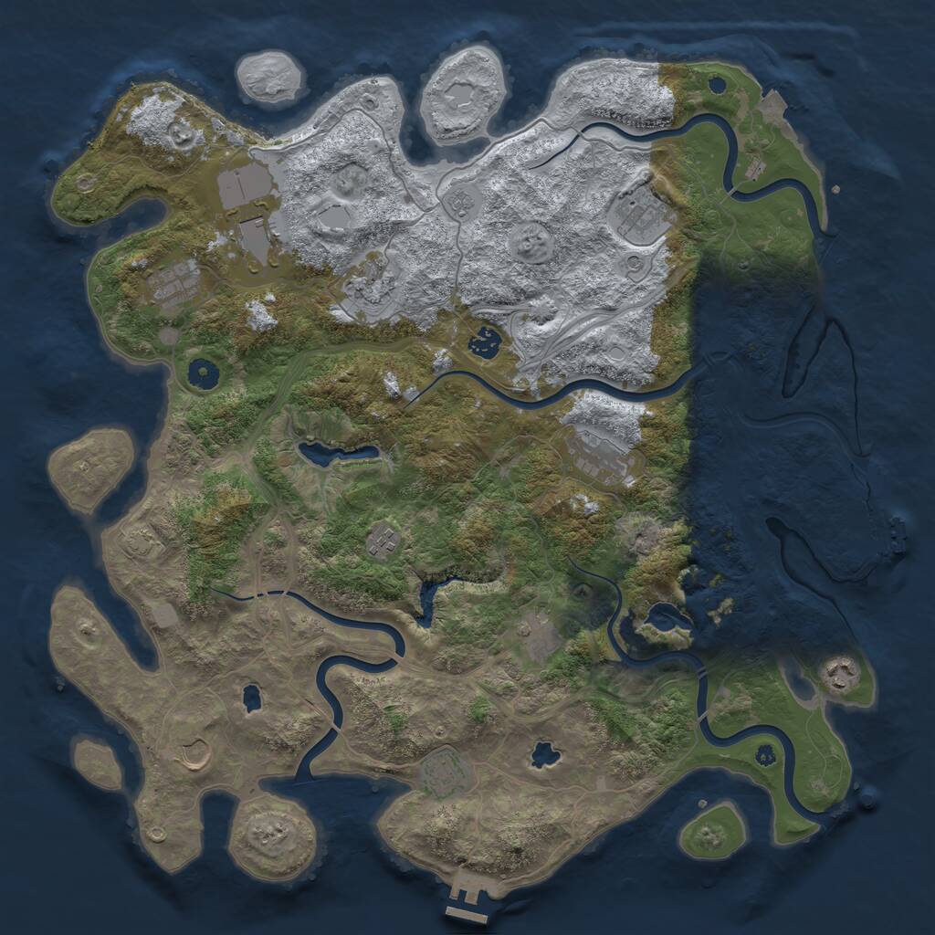 Rust Map: Procedural Map, Size: 4500, Seed: 1961063652, 17 Monuments