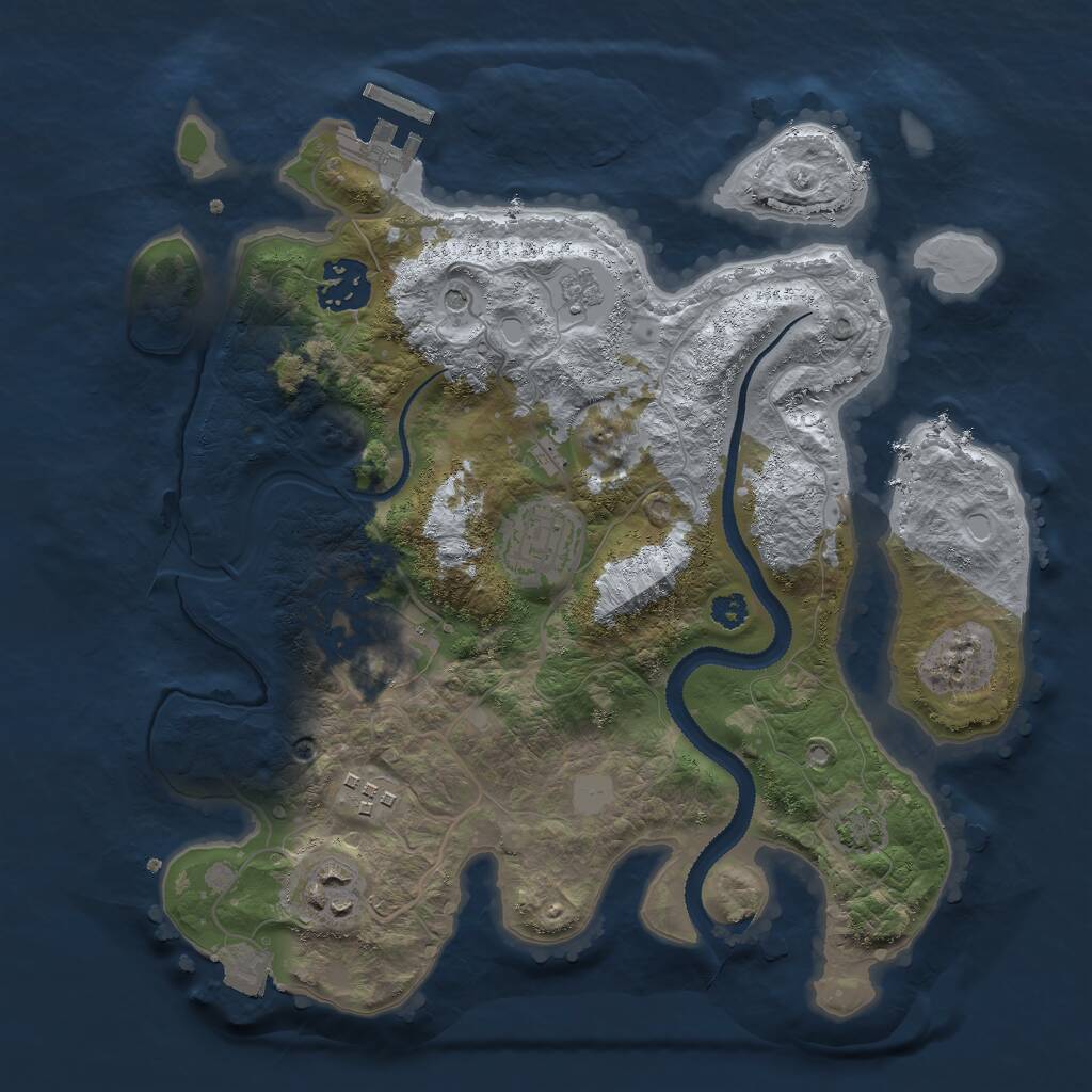 Rust Map: Procedural Map, Size: 3000, Seed: 397118182, 10 Monuments