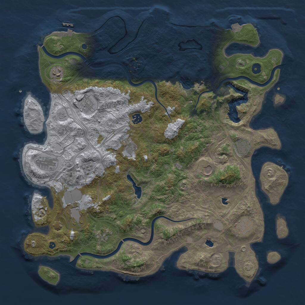 Rust Map: Procedural Map, Size: 4500, Seed: 616145081, 17 Monuments