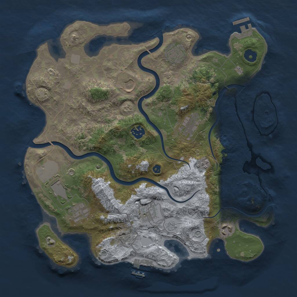 Rust Map: Procedural Map, Size: 3500, Seed: 45469750, 15 Monuments