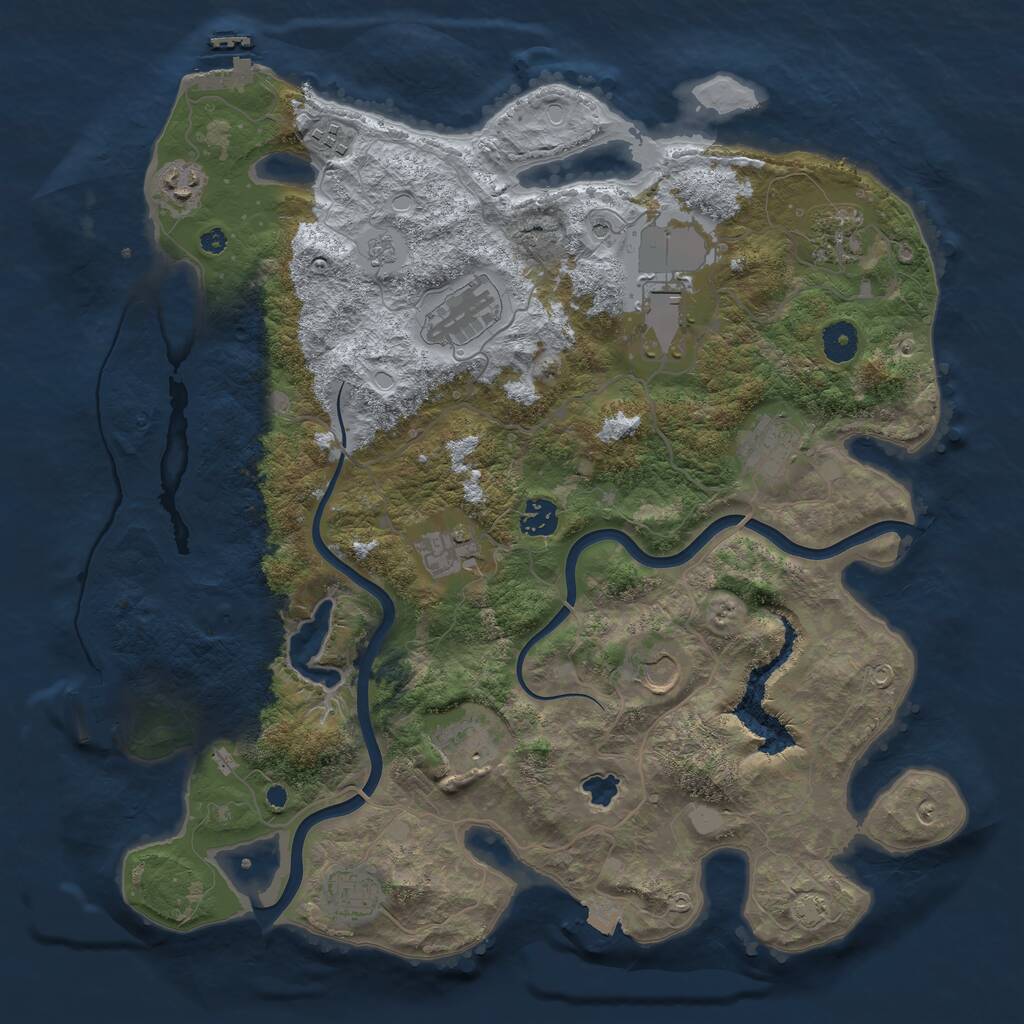 Rust Map: Procedural Map, Size: 4000, Seed: 1013334820, 17 Monuments