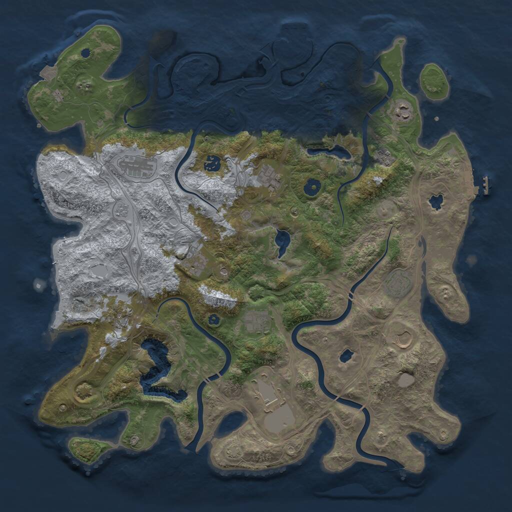 Rust Map: Procedural Map, Size: 4500, Seed: 957505720, 17 Monuments