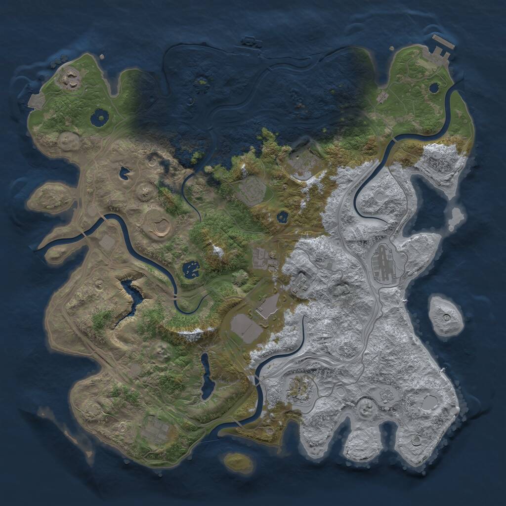 Rust Map: Procedural Map, Size: 4250, Seed: 1408449174, 17 Monuments