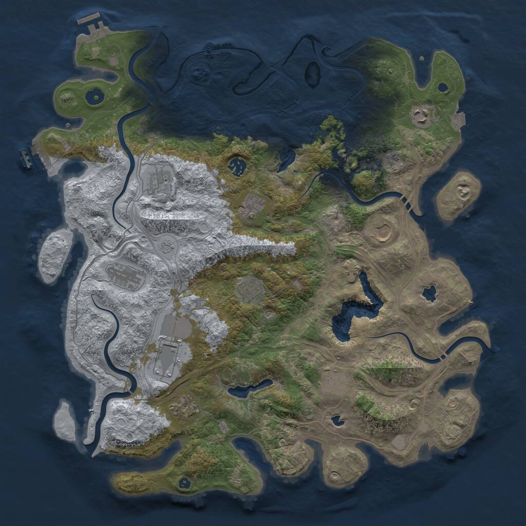 Rust Map: Procedural Map, Size: 4500, Seed: 615134704, 17 Monuments
